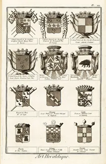 1763 Prints: Coats of arms of the French dignitaries, 18th century