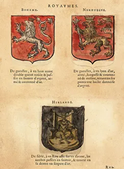 Escutcheon Prints: Coats of arms of the Kingdoms of Bohemia, Norway and Ireland