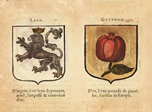 Coats of arms of the Kingdoms of Lyons and Granada
