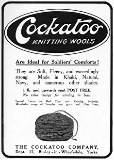Cockatoo Prints: Cockatoo knitting wools advertisement, 1917