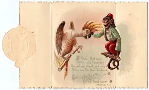 Laugh Prints: Cockatoo and monkey on a Christmas card