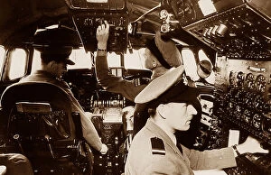 Lockheed Collection: Cockpit of a BOAC Lockheed Constellation aeroplane