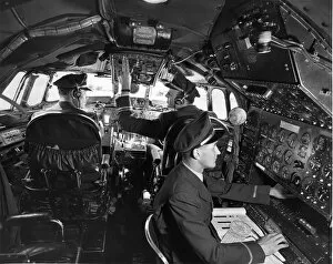 Cockpit and crew of a Lockheed Constellation