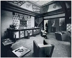 Grosvenor Prints: The Cocktail Bar at the Garter Club, 52 Grosvenor Street - decorated in mock-heraldic