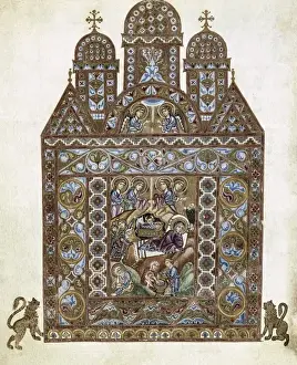 Nativity Prints: Codex Egberti. ca. 980. Nativity. Ottonian art