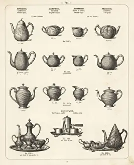 Coffee pot, cream jug, tea pot, sugar basin, etc