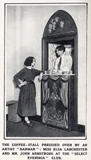 Images Dated 9th July 2021: The coffee-stall presided over by an artist barman : Miss Elsa Lanchester