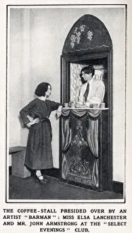 Jul21 Prints: The coffee-stall presided over by an artist barman : Miss Elsa Lanchester