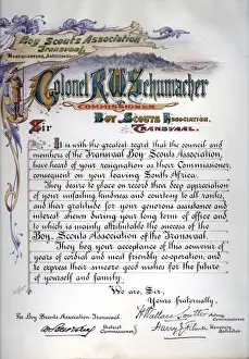 Resigned Prints: Col R W Schumacher, Transvaal Boy Scouts Association