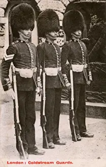 Attention Prints: Three Coldstream Guardsmen - London