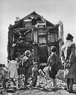 Afro Gallery: Collapsed house in Swedenborg Square, Stepney
