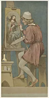Collectors card, artist at work