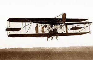 Colonel Cody flying his biplane, early 1900s