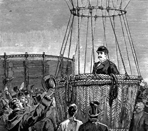 Colonel Frederick Burnaby in his hot air balloon, 1882