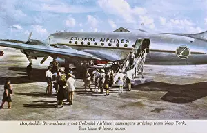 Greet Prints: Colonial Airlines Skycruiser arriving at Bermuda
