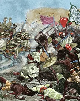 Indigene Prints: Colonialism. Africa. Anglo-Egyptian troops fighting against