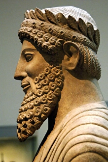 Apollon Collection: Colossal statue of a bearded man with laurel wreath. 500-480