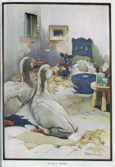 Anxious Prints: Colour illustration by G E Studdy