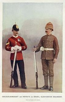 Khaki Collection: Colour-Sergeant and Private in khaki, Gloucester Regiment