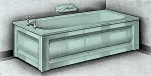 Chromium Prints: Coloured Enamel Iron Bath with Chromium plated fittings