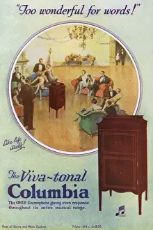 Gramophones Prints: Columbia gramophone advertisement