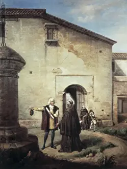 Columbus arrives to the Monastery of La Rᢩda