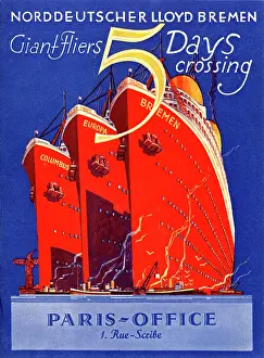 Nord Prints: Columbus, Europa, Bremen - Nord Deutscher Lloyd Liners