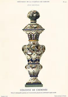 Crockery Prints: Column for the mantelpiece in the rockery style, Rouen