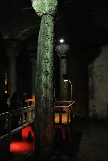 Images Dated 14th December 2013: Column of Tears. Basilica Cistern. 6th century. Istanbul. Tu