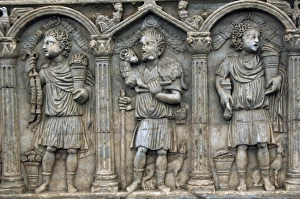 Origin Gallery: Front of a columnar sarcophagus. Early Christian. 300-325 AD