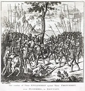 Englishmen Prints: COMBAT DE TRENTE (battle of Thirty) wherein 30 Englishmen engaged 30 Frenchman in hand