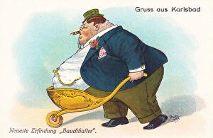Abdominal Collection: Comic German postcard -- health spa new invention