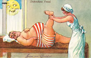 Physical Prints: Comic German postcard -- health spa physiotherapy