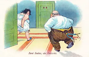 Comic German postcard -- health spa toilet
