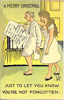 Invitation Prints: Comic postcard, ambiguous Christmas invitation Date: early 20th century