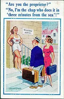 Comic postcard, Athlete at Seaview Hotel Date: 20th century