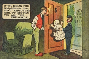 Images Dated 20th February 2017: Comic postcard, baby delivery
