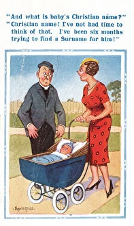 Donald Gallery: Comic postcard, babys Christian name