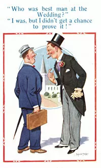 Donald Gallery: Comic postcard, best man at the wedding Date: 20th century