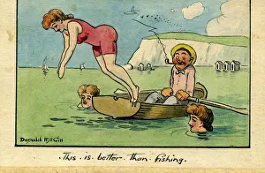 Comic postcard, Boating at the seaside - This is better than fishing Date Comic postcard, Boating at the seaside - This is better than fishing Date