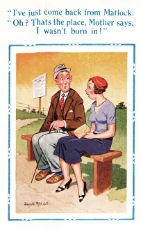 Matlock Prints: Comic postcard, not born in Matlock