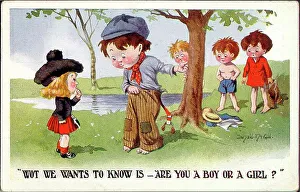 Sporran Prints: Comic postcard, Are you a boy or a girl? Date: 20th century