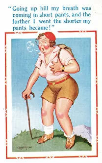 Exercising Collection: Comic postcard, breathing in short pants
