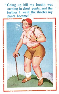 Physical Prints: Comic postcard, breathing in short pants