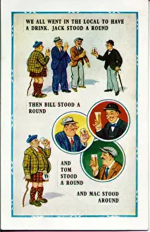 Chat Prints: Comic postcard, Buying rounds in a pub - or not Date: 20th century
