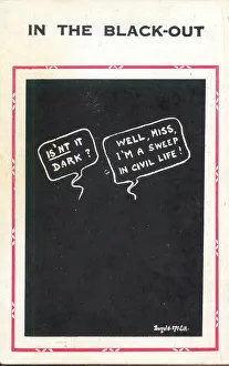 Verbal Prints: Comic postcard, Conversation in the blackout, WW2