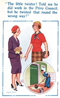 Disappointed Prints: Comic postcard, council worker