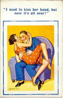 Hugging Prints: Comic postcard, Couple in an armchair Date: 20th century