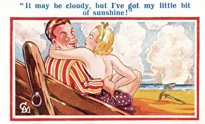 Breaker Gallery: Comic postcard, Couple on the beach Date: 20th century
