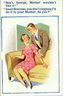 Comic postcard, Courting couple
